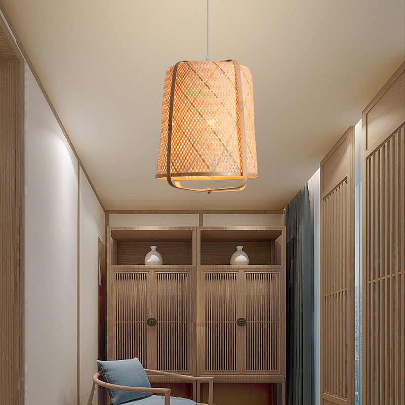 中国风新中式茶室吊灯 禅意民宿中式餐厅灯 日式竹艺竹编灯笼吊灯