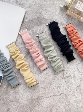 适用苹果手表11/10789SE2iwatch6543大肠发圈弹力布女生松紧Ultra