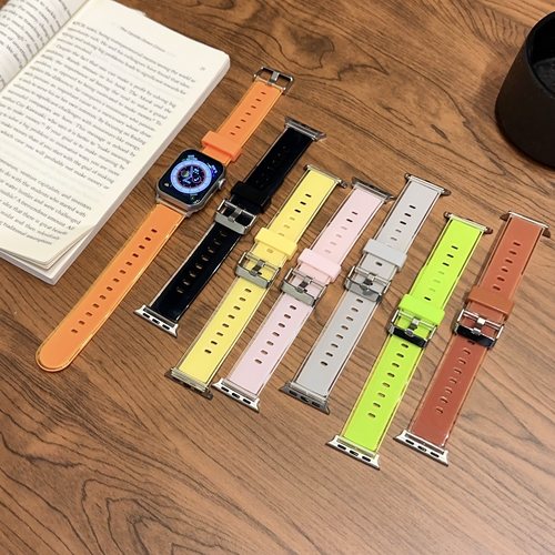 适用苹果果冻透明硅胶手表带