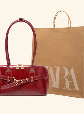 韩系复古红色新娘包油蜡皮手提包2026新款婚包保龄球包单肩腋下包