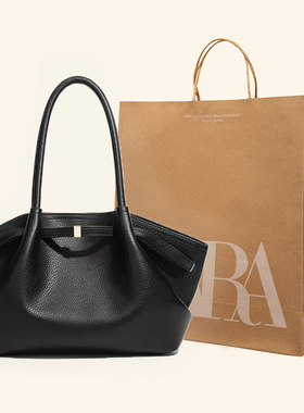 极简风复古大容量手提托特大包包女2025新款通勤单肩包黑色手提包