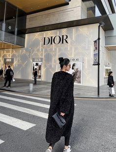 环保羊卷毛皮草外套女冬季长款时尚黑色卷卷毛保暖西装领款式大衣