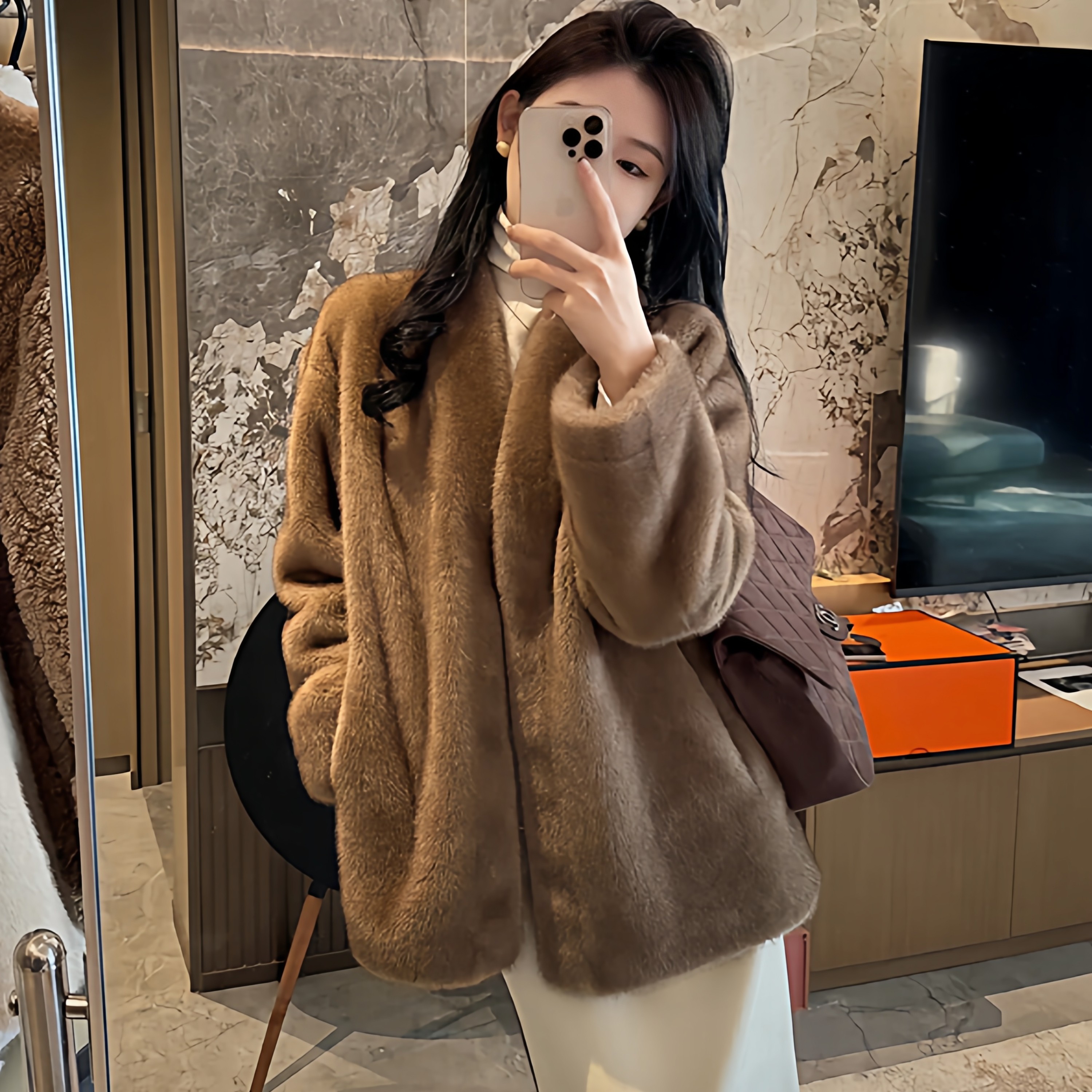 姿如香皮毛一体外套女2025环保皮草水貂新款质感一绝韩系毛毛大衣,女装/女士精品,皮草,淘宝优惠券,粉丝福利购,淘宝优惠卷