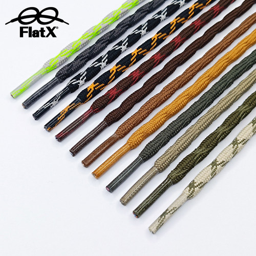 FlatX专业级户外越野登山鞋带5mm粗圆形 X加压交叉织造耐磨防松脱