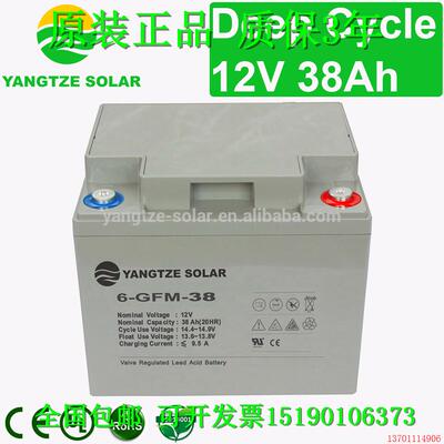 YANGTZE SOLAR蓄电池6-GFM-38(12V38AH)电梯/UPS/设备电源 电瓶