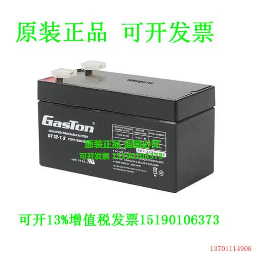 GasTon蓄电池GT12-1.3(12V1.3AH/20HR)医疗设备 精密仪器铅酸电瓶