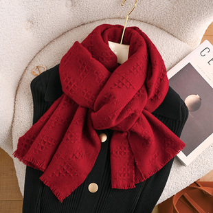 红色羊毛围巾女冬季轻奢大牌高级感羊绒妈妈2026马本命年礼物女士