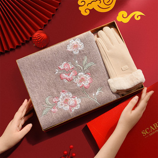 羊毛披肩礼盒围巾女冬季送妈妈老年人奶奶生日的礼物长辈羊绒实用