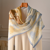 纯羊毛围巾丝巾大方巾100秋冬高级感羊绒三角小披肩女士高端轻薄