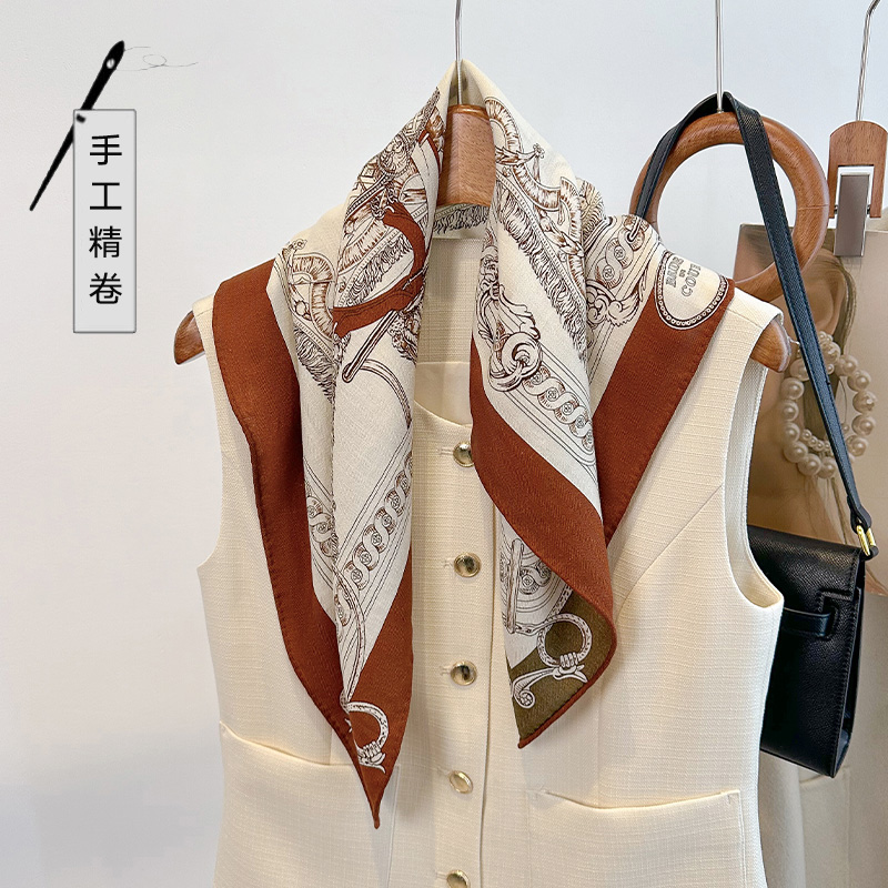 真丝羊毛小方巾围巾女2025新款秋冬系脖子高级感羊绒丝巾薄款护颈