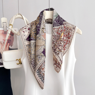 真丝羊毛丝巾女2025新款秋季冬系脖子高级感羊绒围巾护颈小方巾薄