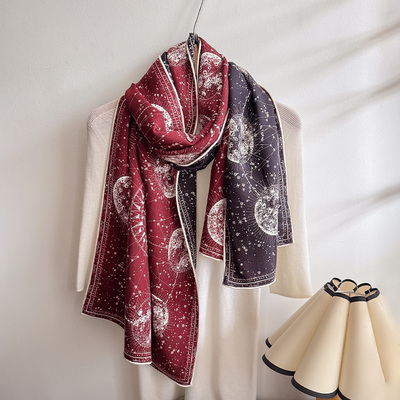红色真丝羊毛围巾女款2025新款本命年女士长条高级感护颈丝巾轻薄