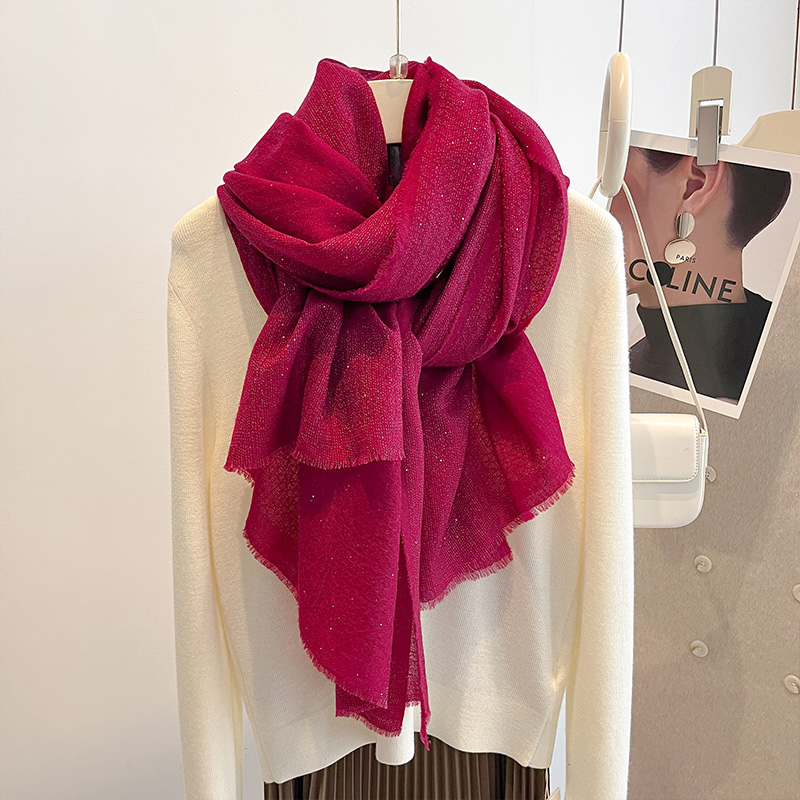 红色羊毛围巾女士女款2025新款秋冬季高级感羊绒丝巾薄款杭州高端