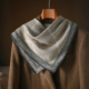 灰色真丝羊毛丝巾女士秋冬季 羊绒三角围巾系脖高级感护颈高端薄款