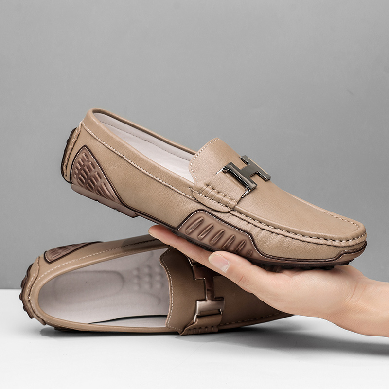 真皮豆豆鞋软底开车大码皮鞋