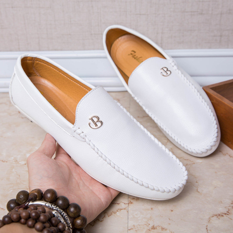豆豆鞋男士休闲皮鞋2025年春夏季软底软皮白色英伦潮流驾车懒人鞋,流行男鞋,乐福鞋（豆豆鞋）,淘宝优惠券,粉丝福利购,淘宝优惠卷
