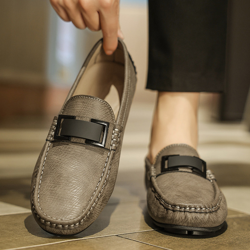 2026春季男真皮一脚蹬豆豆鞋