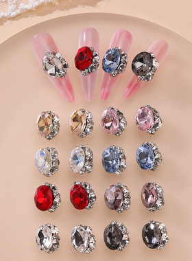 美甲K9高品质新款堆钻成品爆闪鹅蛋水滴轻奢高级百搭美甲饰品贴钻