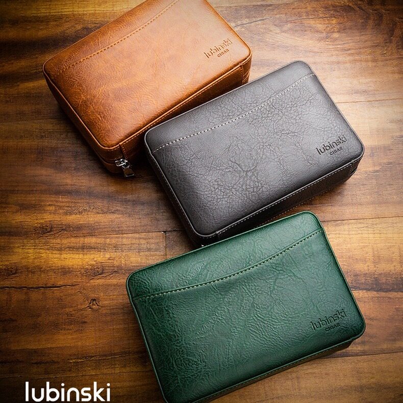 鲁宾斯基高档烟盒皮雪茄剪刀套装雪松木包多功能大容量便携收纳包