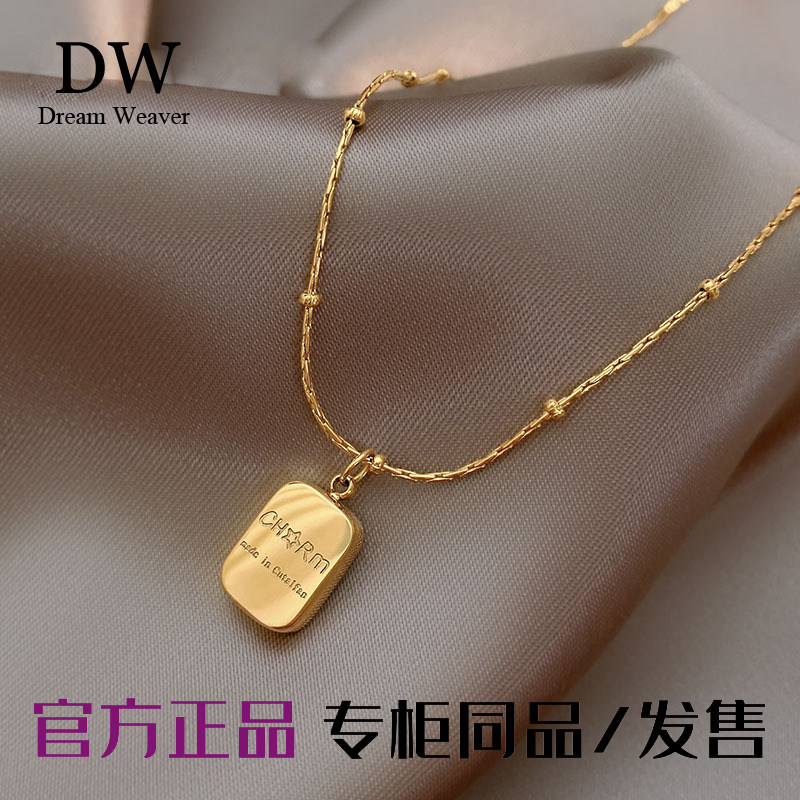 奥特莱斯国际大牌字母双面金币项链女18k金轻奢小众设计感锁骨链