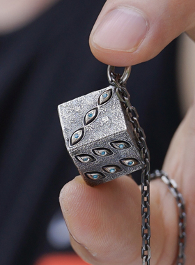 手工纯银骰子项链做旧工艺