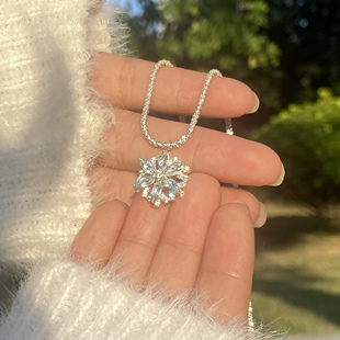 囚徒原创手工镶嵌天然托帕石转动款雪花项链