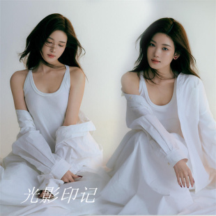 影楼婚纱摄影高级风肖像照封面照艺术照新款极简写真简单主题服装