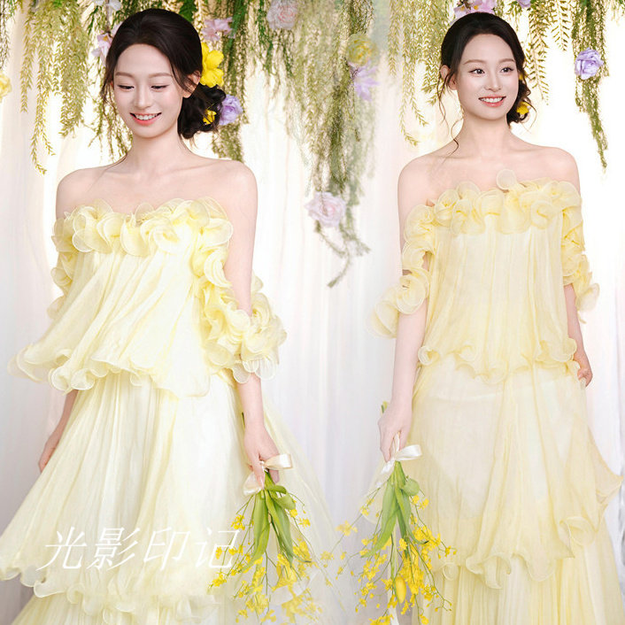 影楼新款甜美森系彩纱花仙子礼服