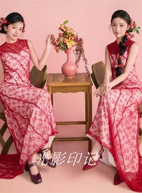 影楼新款个人喜嫁主题订婚礼服高级感简约气质晨袍写真照摄影服装