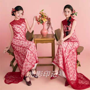 影楼新款个人喜嫁主题订婚礼服高级感简约气质晨袍写真照摄影服装