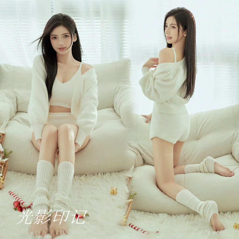 纯欲居家风针织套装女摄影服