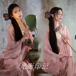 影楼新款 国风禅意印花连衣裙女高级感氛围感摄影服 新中式