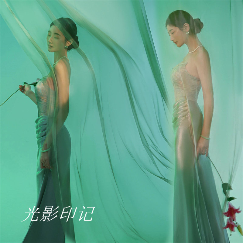 新中式禅意吊带大摆摄影服