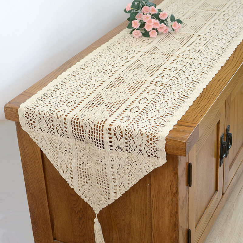 镂空桌旗复古棉麻仿钩针钩花电视柜盖巾五斗柜盖布茶几桌布餐边柜,居家布艺,桌旗,淘宝优惠券,粉丝福利购,淘宝优惠卷