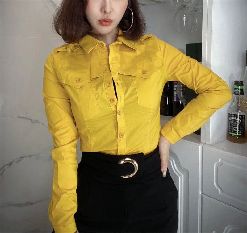 欧货方领长袖糖果色修身棉质衬衫女原创个性流行百搭单排扣通勤潮,女装/女士精品,衬衫,淘宝优惠券,粉丝福利购,淘宝优惠卷