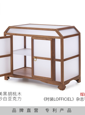 宋式文人茶箱 时装杂志刊登款 黑胡桃木茶室收纳柜 茶具展示柜