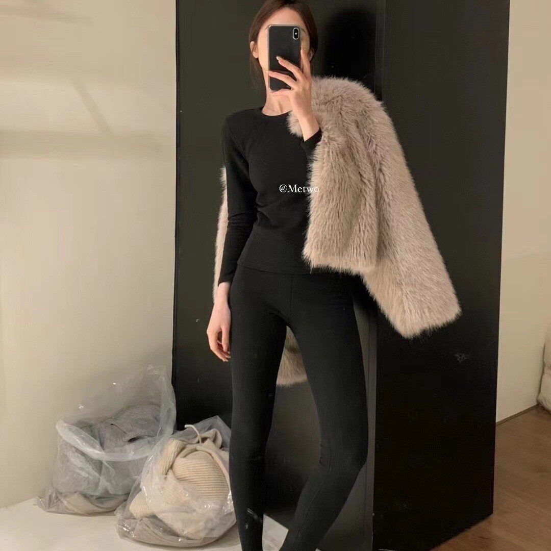 METWO负离子37度羊绒保暖内衣套装女加厚恒温自发热黑科技打底衫