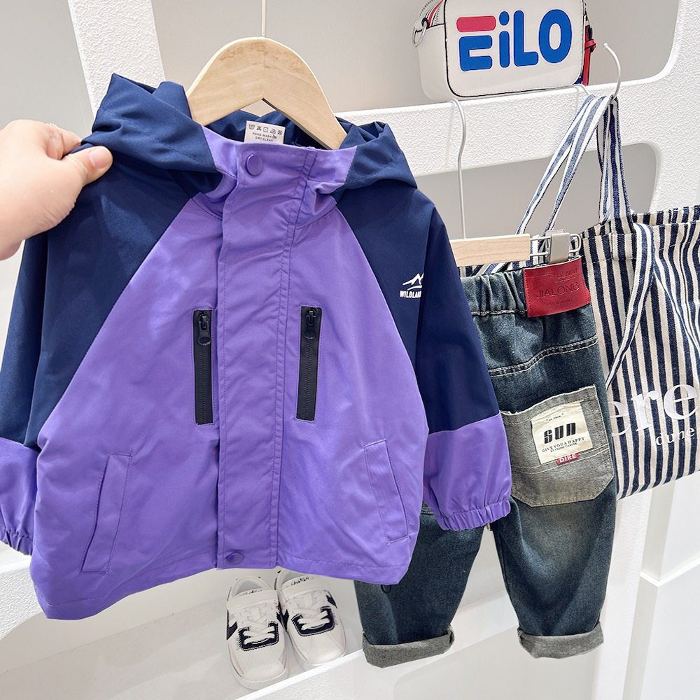 소년 더블 레이어 재킷 봄 새로운 스타일 중대형 어린이 세련된 지퍼 후드 가디건 느슨한 방풍 유행 의류