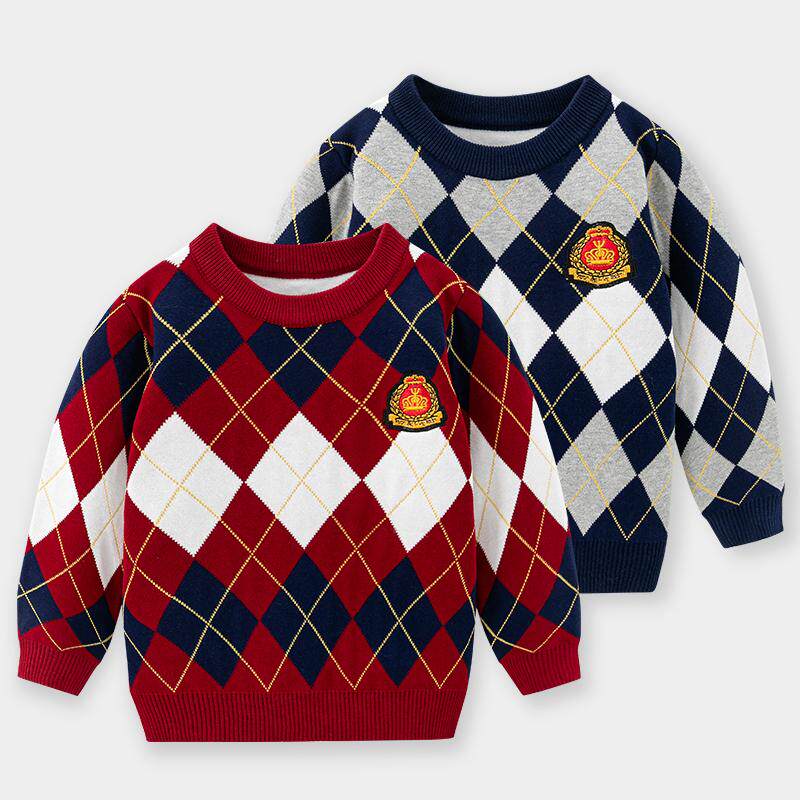 男童菱格毛衣2026新款儿童学院风红色中大童秋冬季保暖套头针织衫,童装/婴儿装/亲子装,毛衣/针织衫,淘宝优惠券,粉丝福利购,淘宝优惠卷