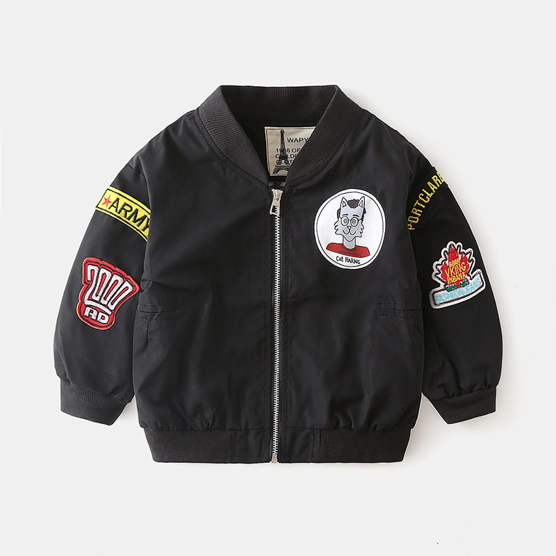 소년 코트 2024 봄 겨울 신작 어린이 야구 유니폼 지퍼 셔츠 중소 어린이 한국식 라벨 탑