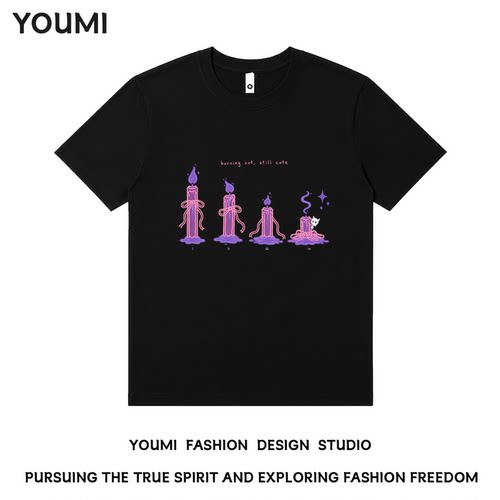 Y2K千禧风紫色幽灵T恤女款显瘦