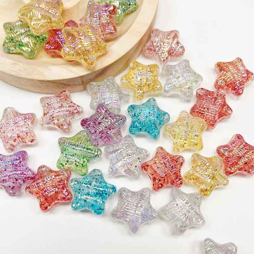 18mmUV镀金葱串珠五角星散珠珠子手工diy手串彩色散珠配件50颗装