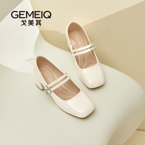 戈美其商场同款双搭扣玛丽珍鞋女款2025新款平底配裙子浅口单鞋子
