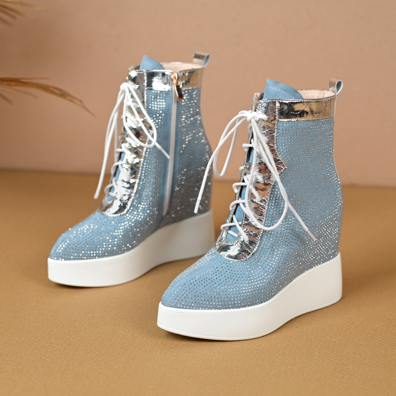 小个子真皮12CM内增高马丁靴短靴