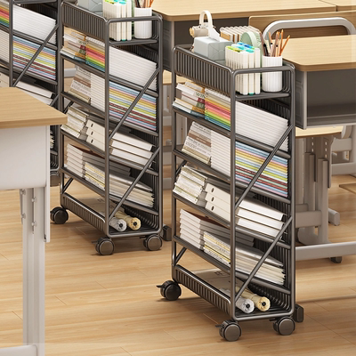 书架置物架可移动一体靠墙书本架