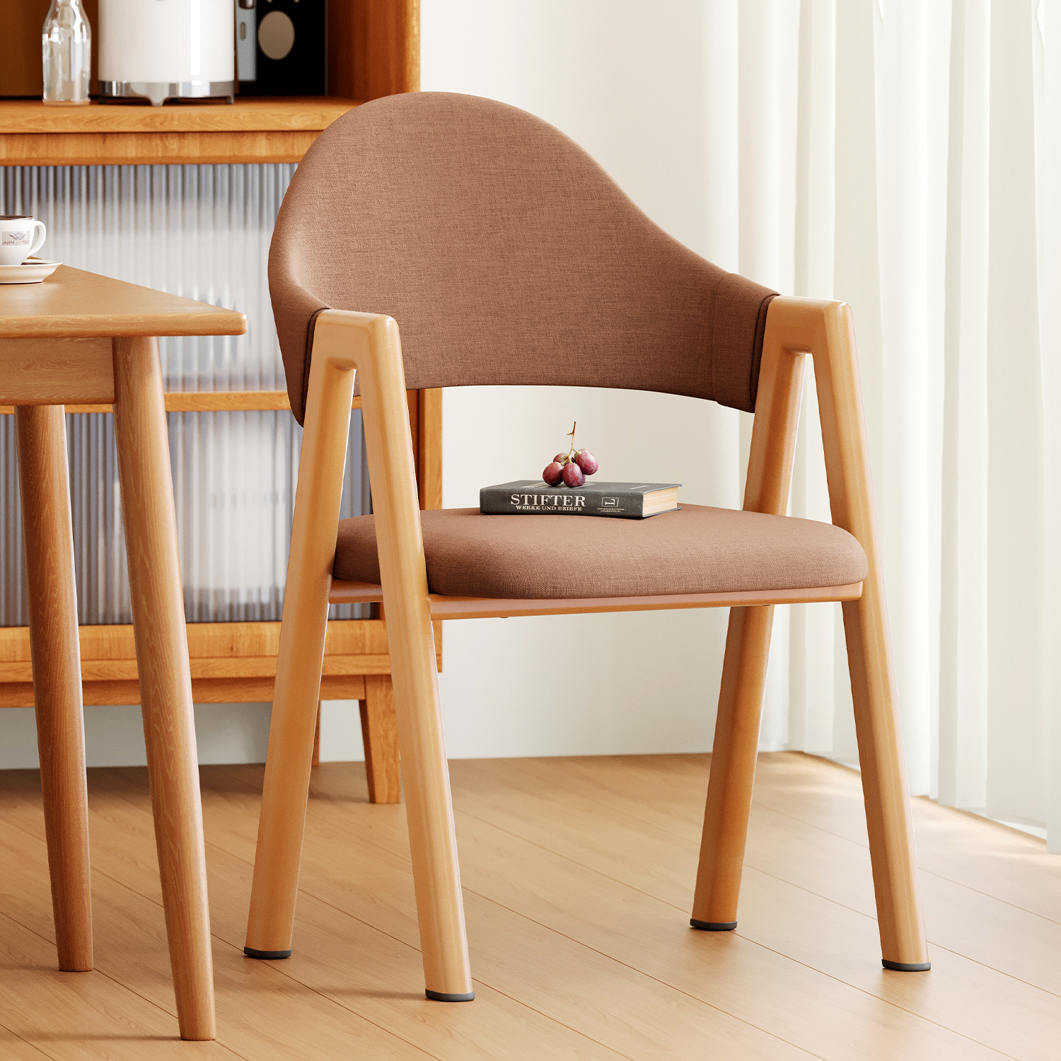 家用实木餐椅餐桌椅A字椅轻奢高级书桌椅现代简约凳子扶手靠背椅