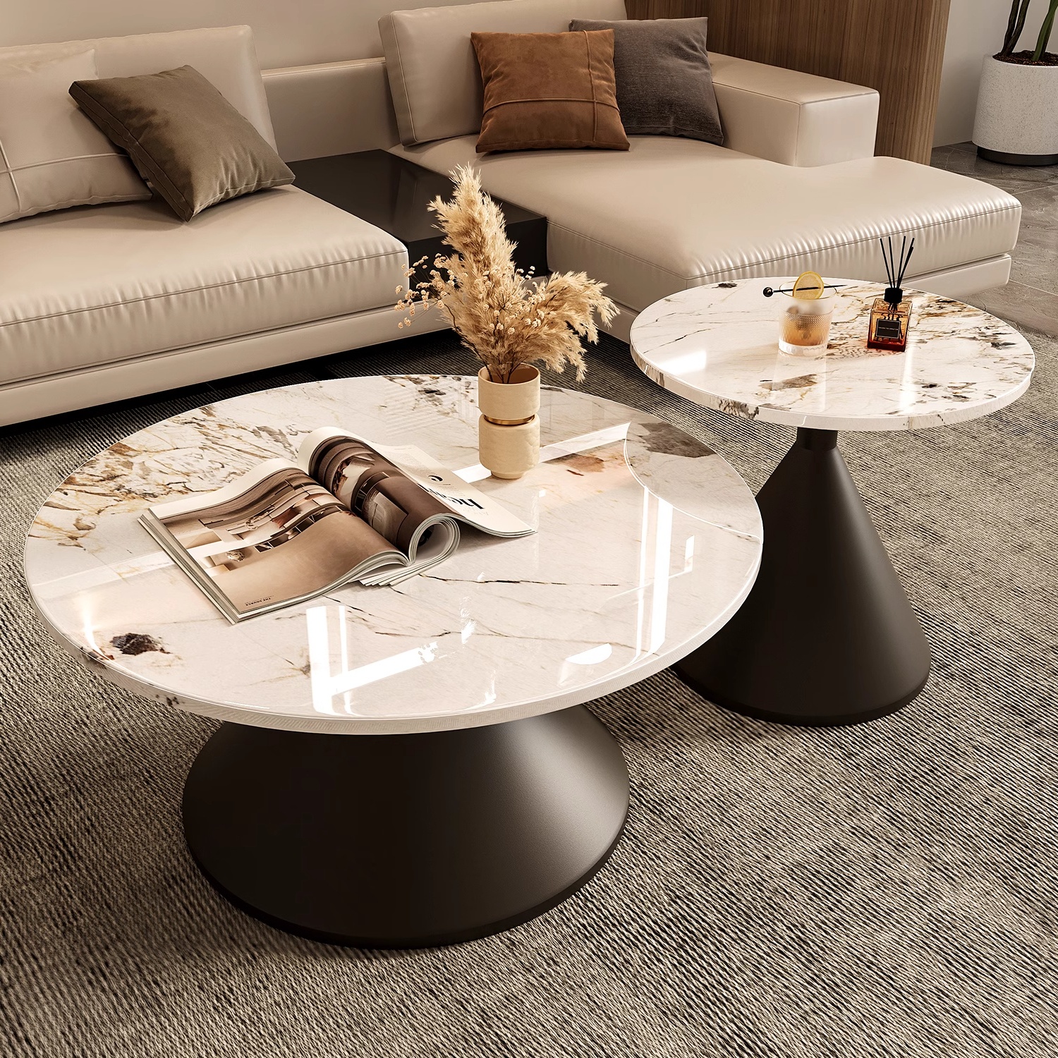 新款岩板茶几组合客厅轻奢简约