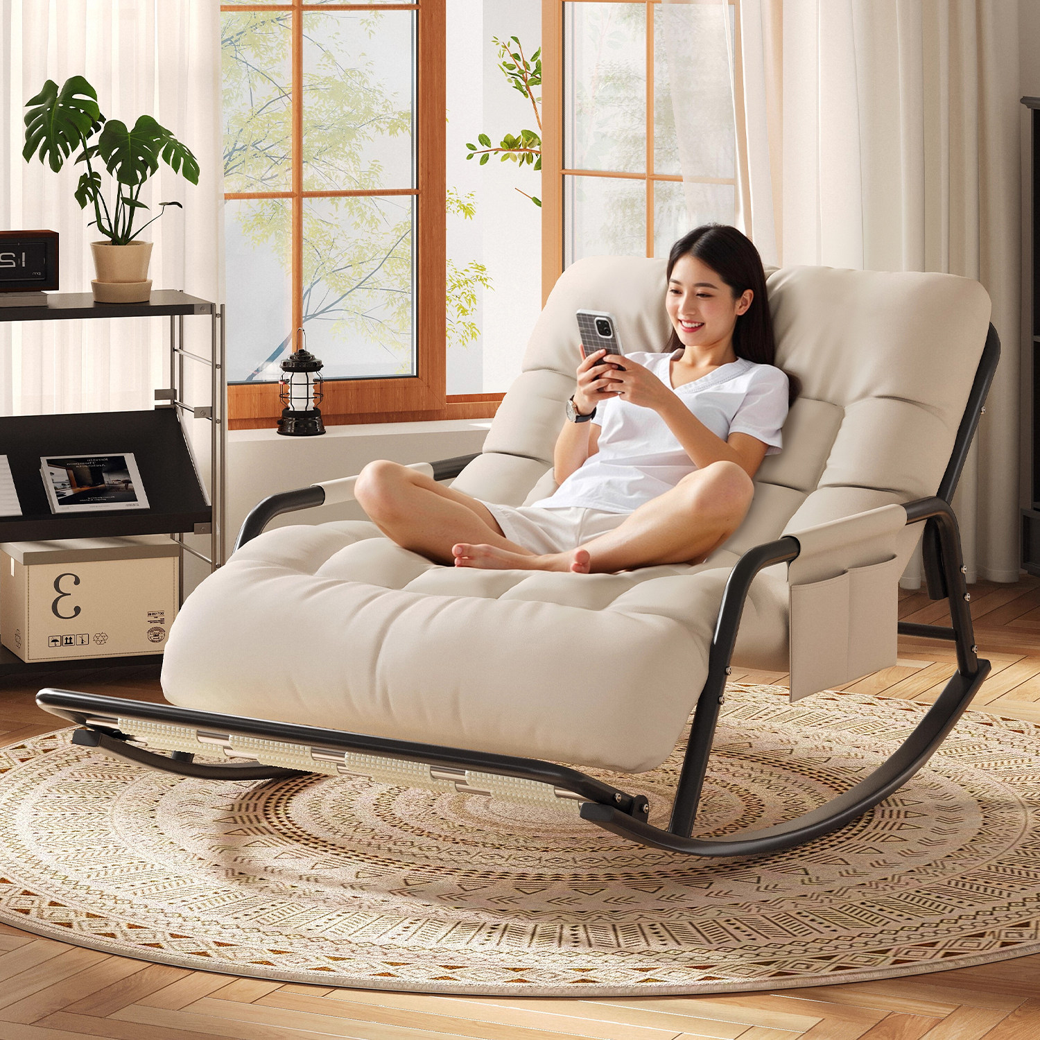 摇摇椅躺椅成人家用可睡觉大人懒人沙发客厅双人摇椅阳台休闲椅子,住宅家具,摇椅,淘宝优惠券,粉丝福利购,淘宝优惠卷
