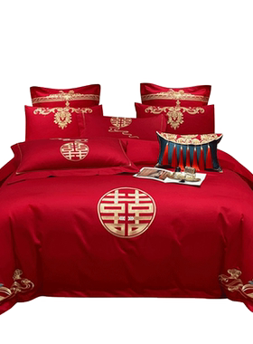 新中式婚庆全棉刺绣套件