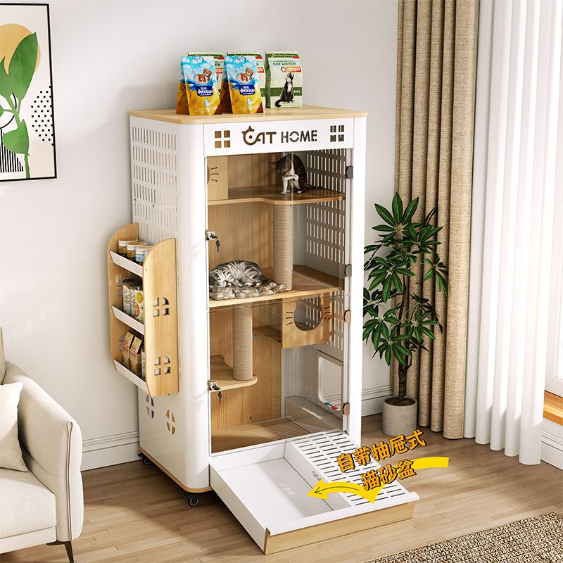 猫别墅家用实木室内猫窝猫笼带厕所一体猫砂盆不占地猫屋豪华猫柜